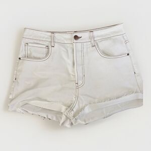 TGLA Shorts Womens Size 27 White Denim High Rise Raw Hem Cut Off